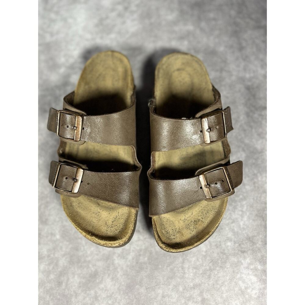 Birkenstock Arizona Brown Birko-Flor Sandals Kids Size 30 EU Double Strap - Picture 2 of 4